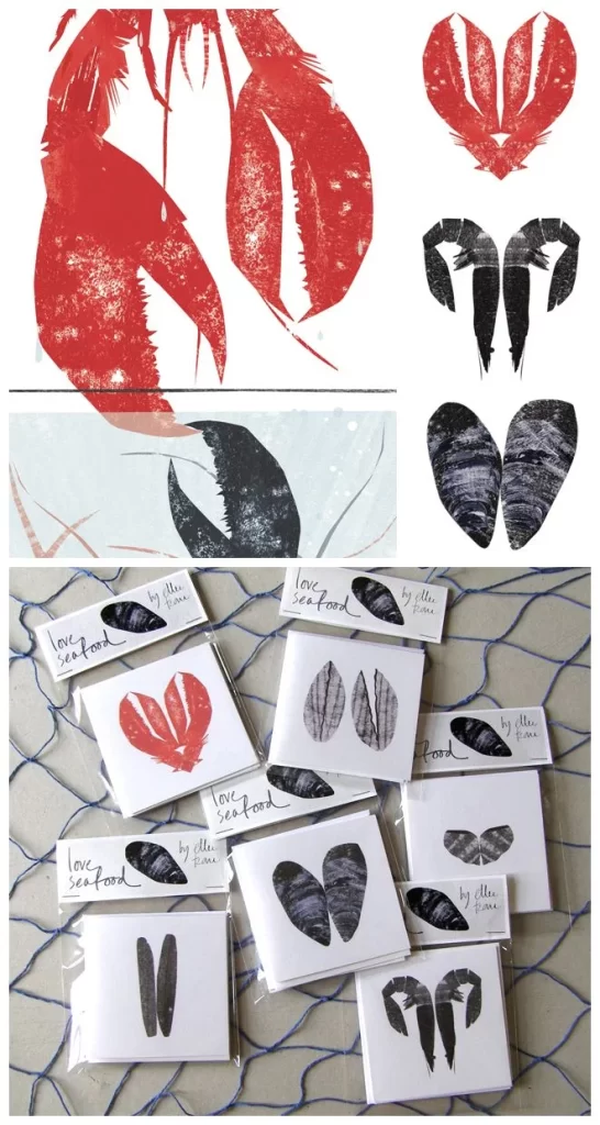 Seafood Packaging Red Black Minimalist Design