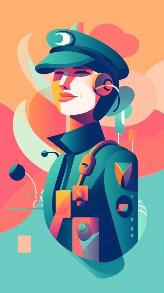 Security Teal Headset Abstract Futuristic