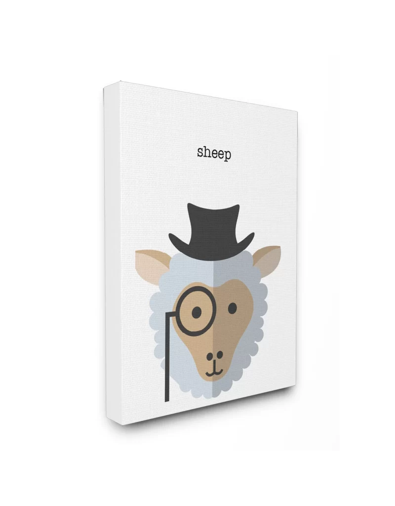 Sheep Illustration White Black Simple Cartoon Design