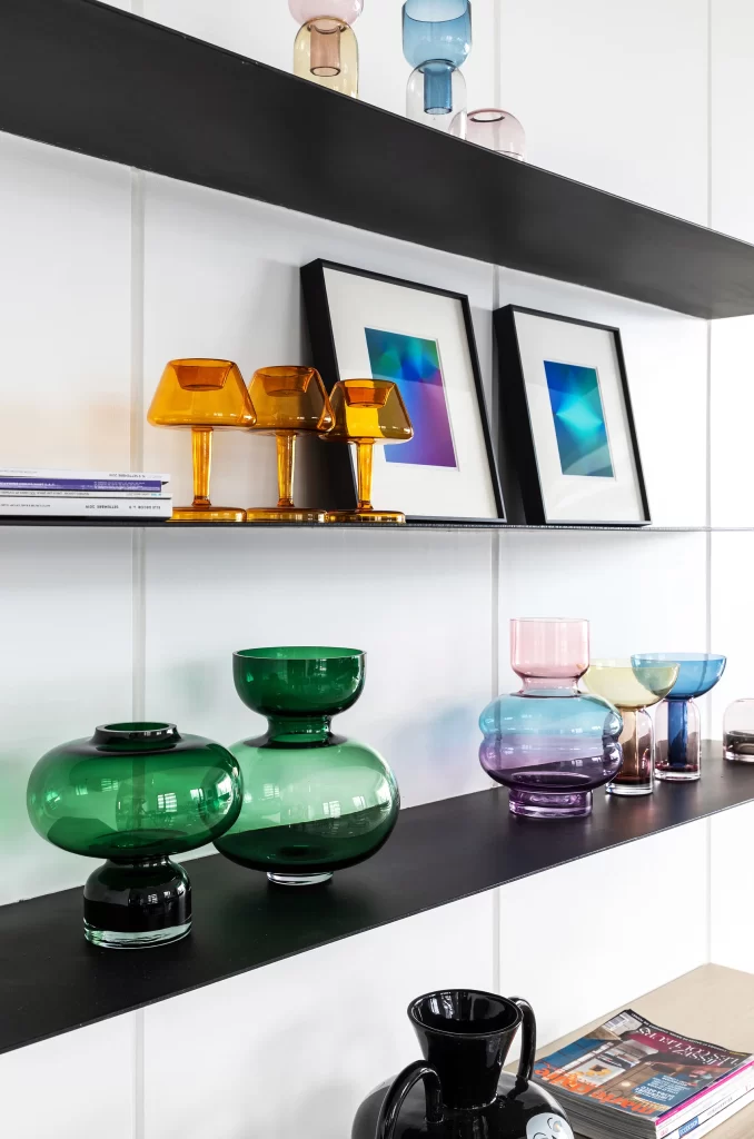 Shelf Display Colorful Glassware Artistic Decorative
