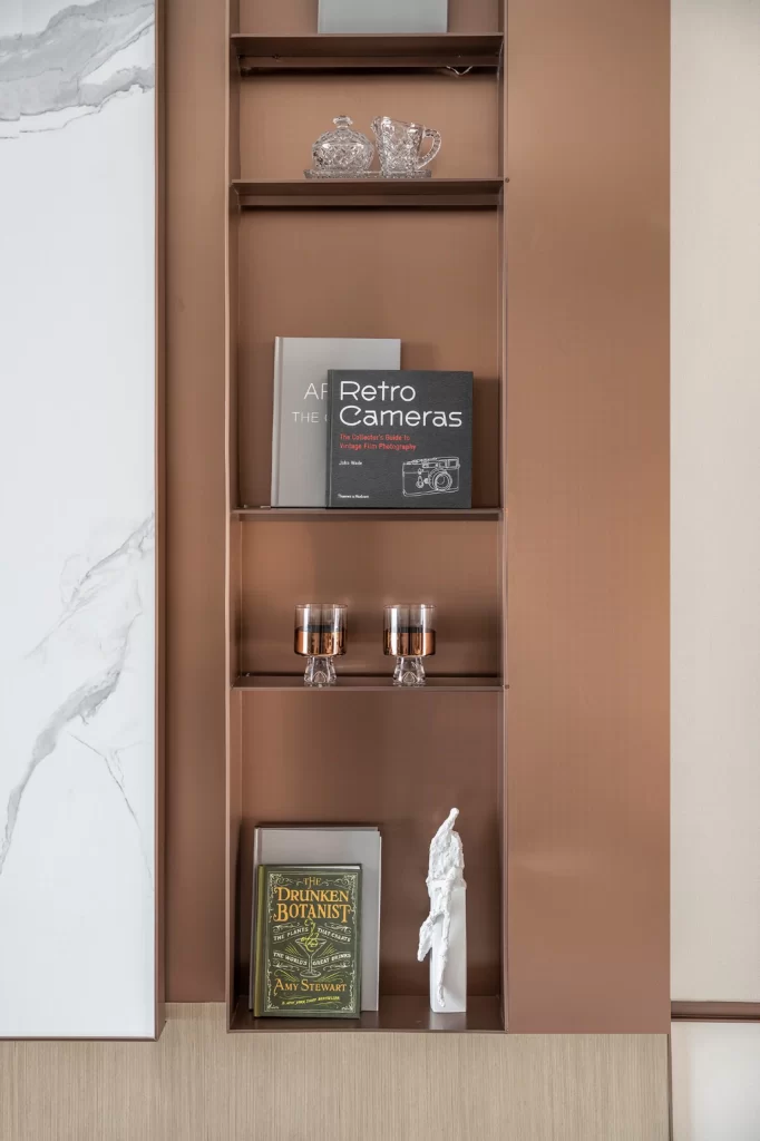Shelving Unit Copper Wall Decorative Books Glasses Sculpture