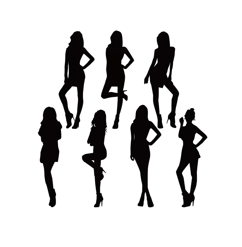 Silhouettes Fashion Poses Women Art