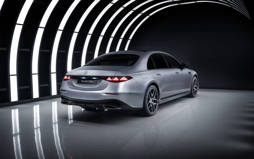 Silver Mercedes-Benz S-Class Sedan in Studio