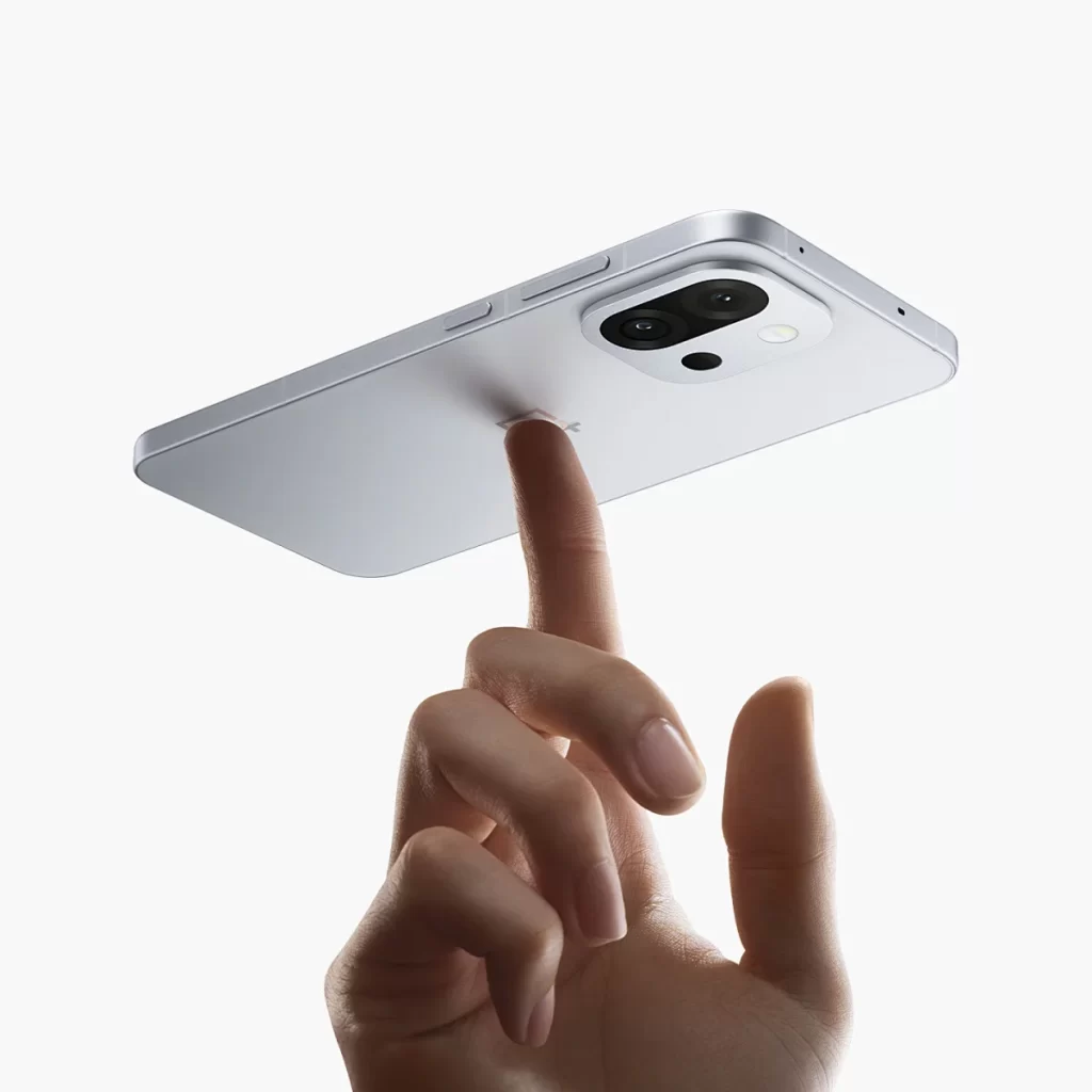 Silver Smartphone Camera Finger Minimalist Design