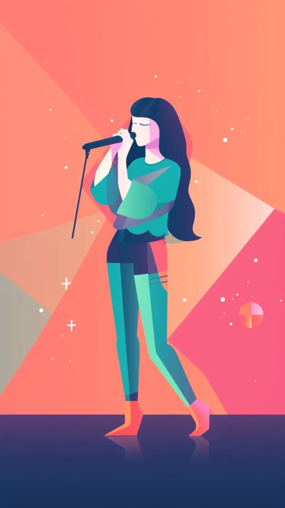 Singer Green Black Pink Abstract Vector