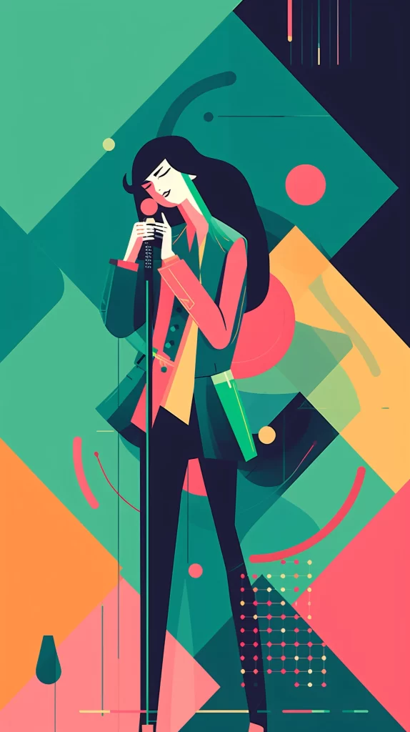Singer Green Pink Abstract Vector