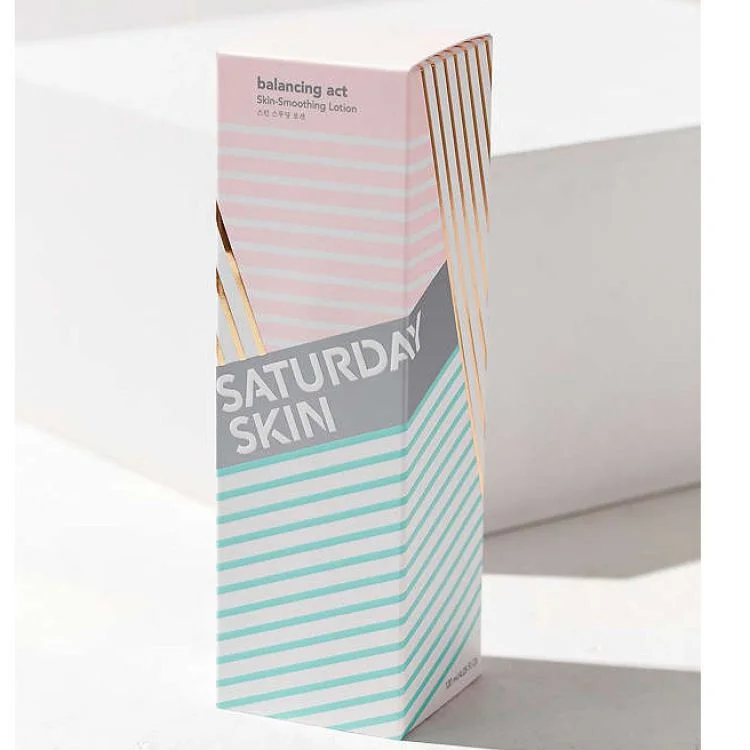 Skin Smoothing Lotion Pink White Aqua Stripes Modern Design