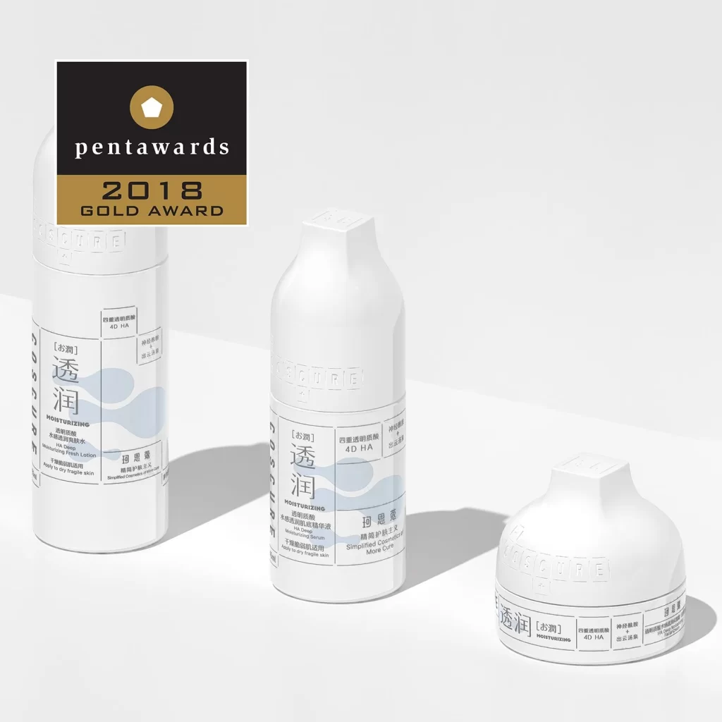 Skincare Bottle White Minimalist Blue Clean Design