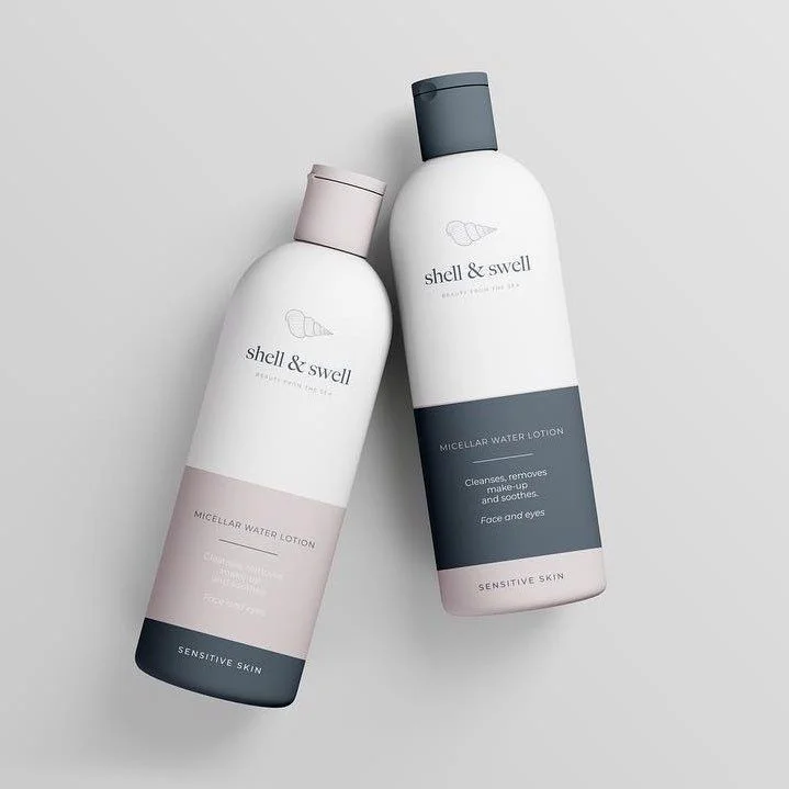 Skincare Lotion Bottle White Pink Grey Minimalist Design