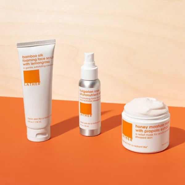 Skincare Products Clean White Orange Minimalist Design