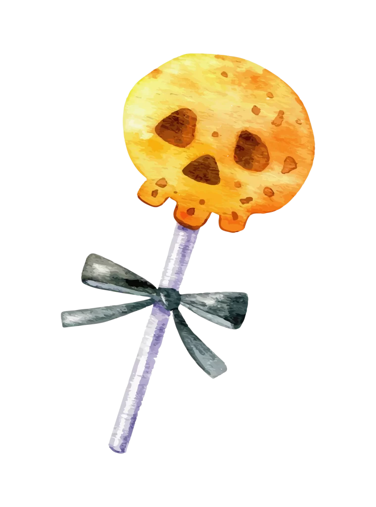 Skull Lollipop Orange Black Bow Halloween
