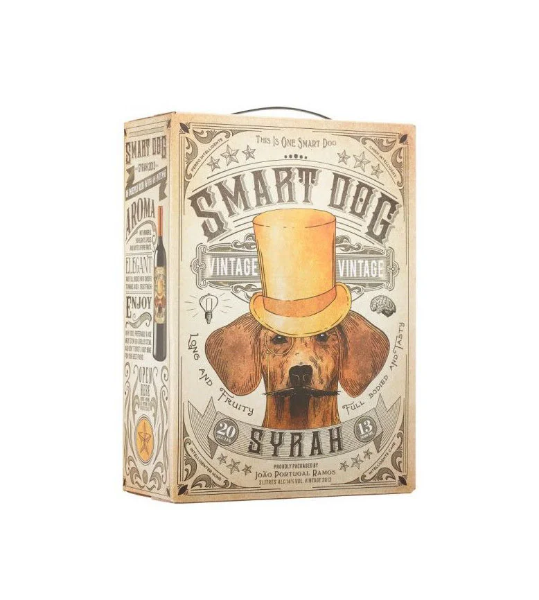 Smart Dog Syrah Vintage Elegant Brown Illustration