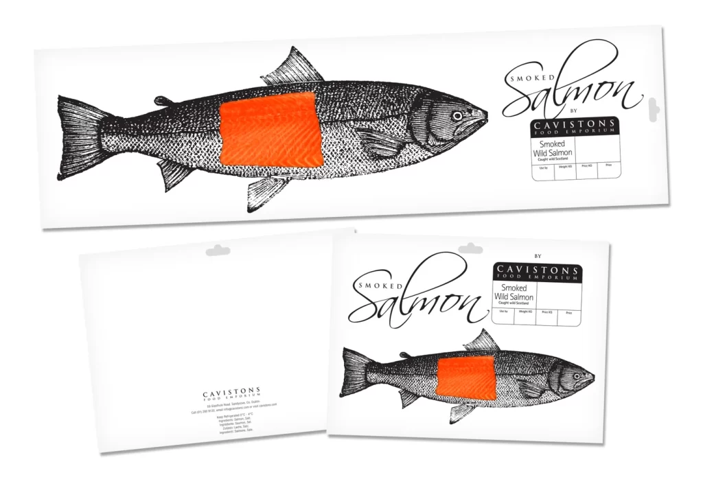 Smoked Salmon Fish Illustration Black Orange Minimalist Label Design