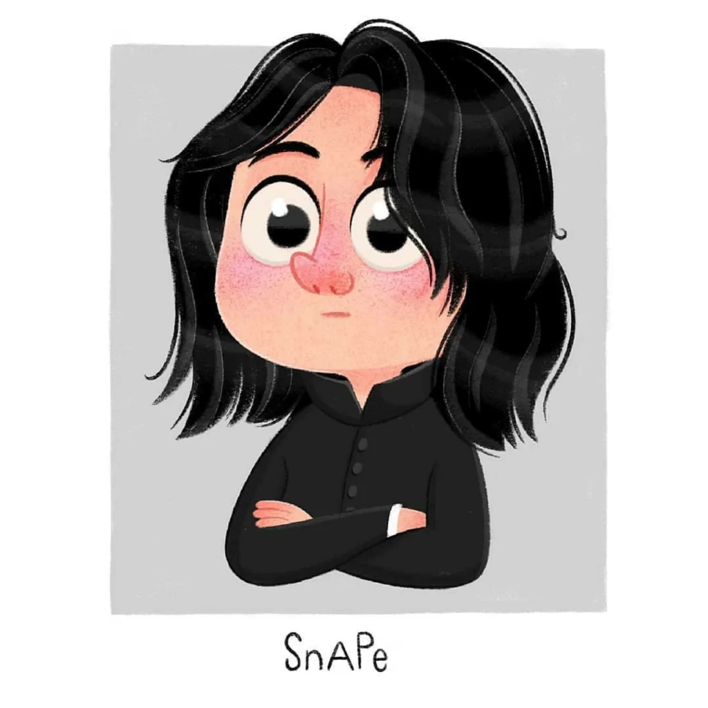 Snape Harry Potter Cartoon Black Hair Black Clothing Eleonore Pelluau