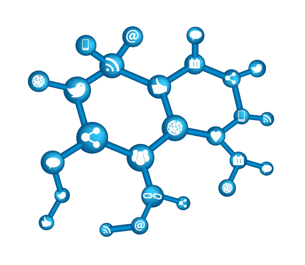 Social Media Network Connectivity Digital Icons Blue