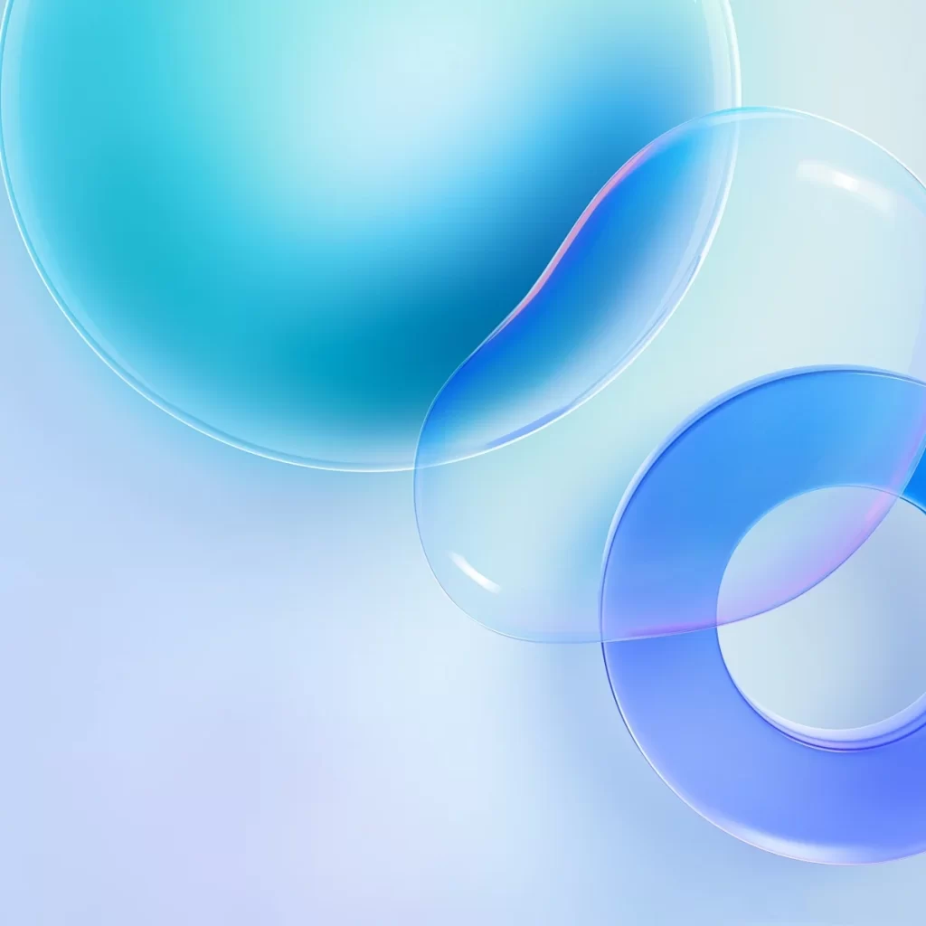 Soft Blue Gradient Holographic Bubble Rings