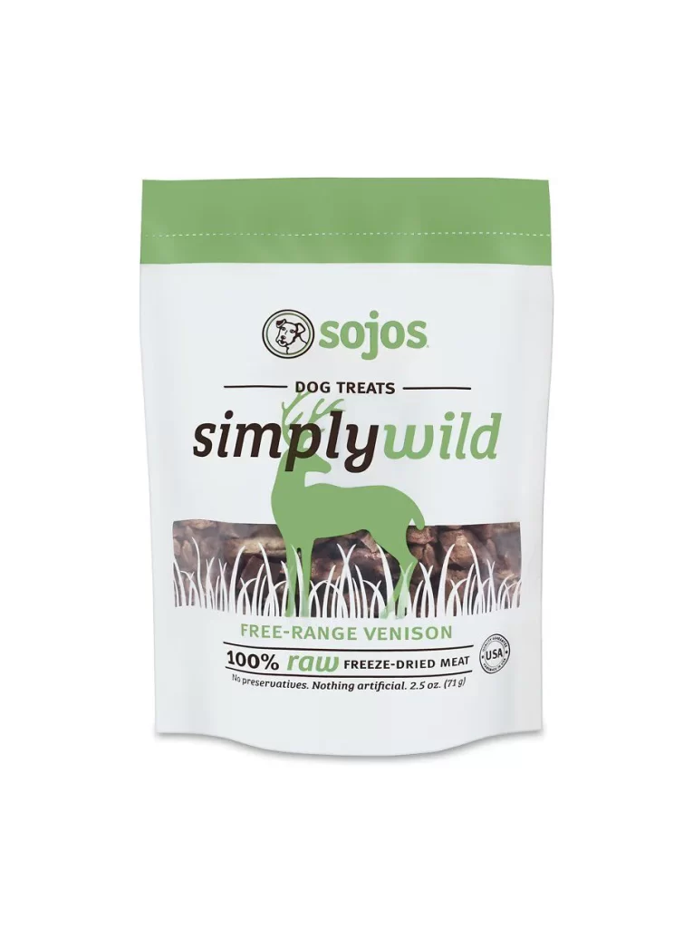 Sojos Dog Treats Green White Venison Freeze-Dried Raw