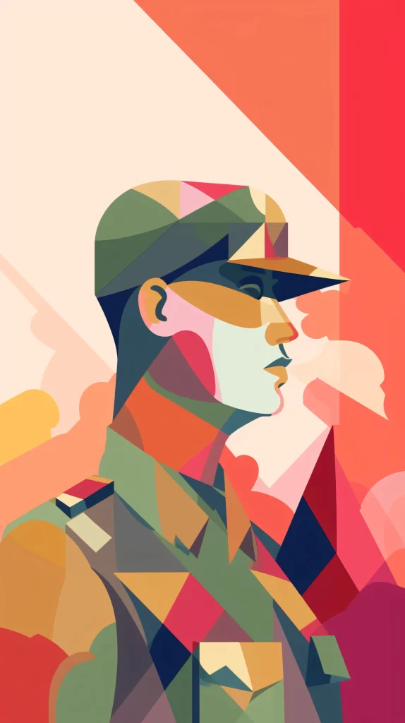 Soldier Green Red Abstract Polygonal