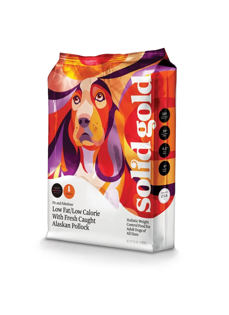 Solid Gold Dog Food Low Fat Alaskan Pollock Vibrant Colorful Dog Illustration