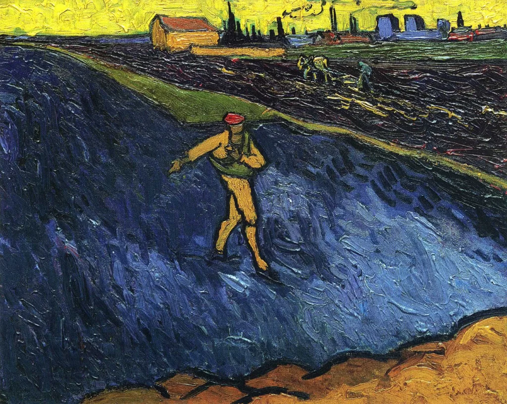 Sower Outskirts of Arles in the Background Van Gogh