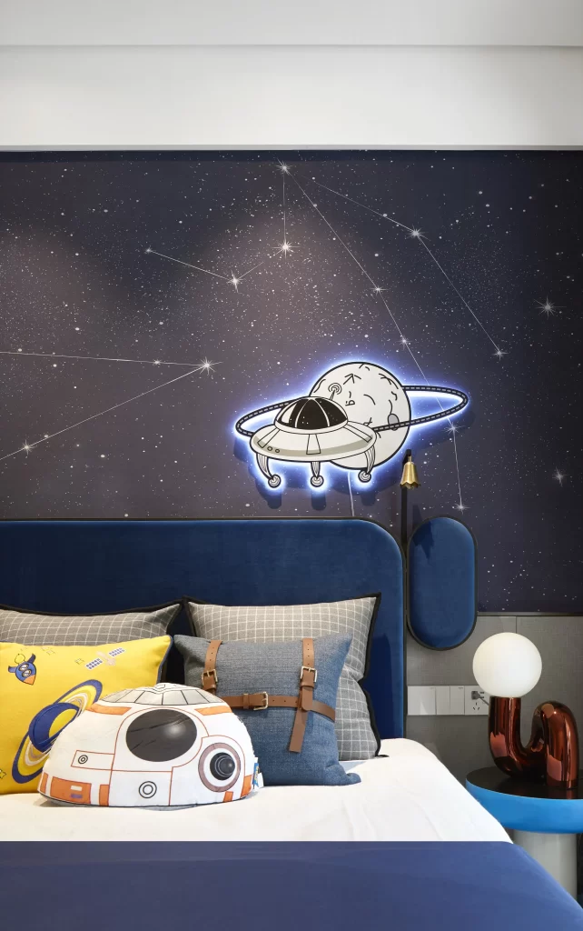 Space-themed Bedroom Blue Dark Cosmic Sci-fi