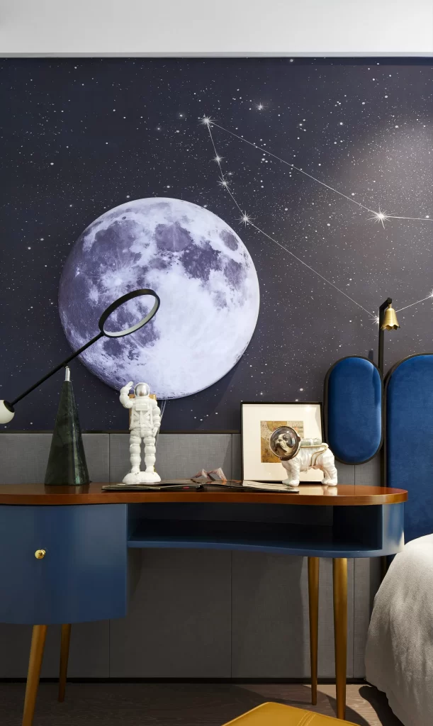 Space-themed Bedroom Blue Moon Constellation Astronaut