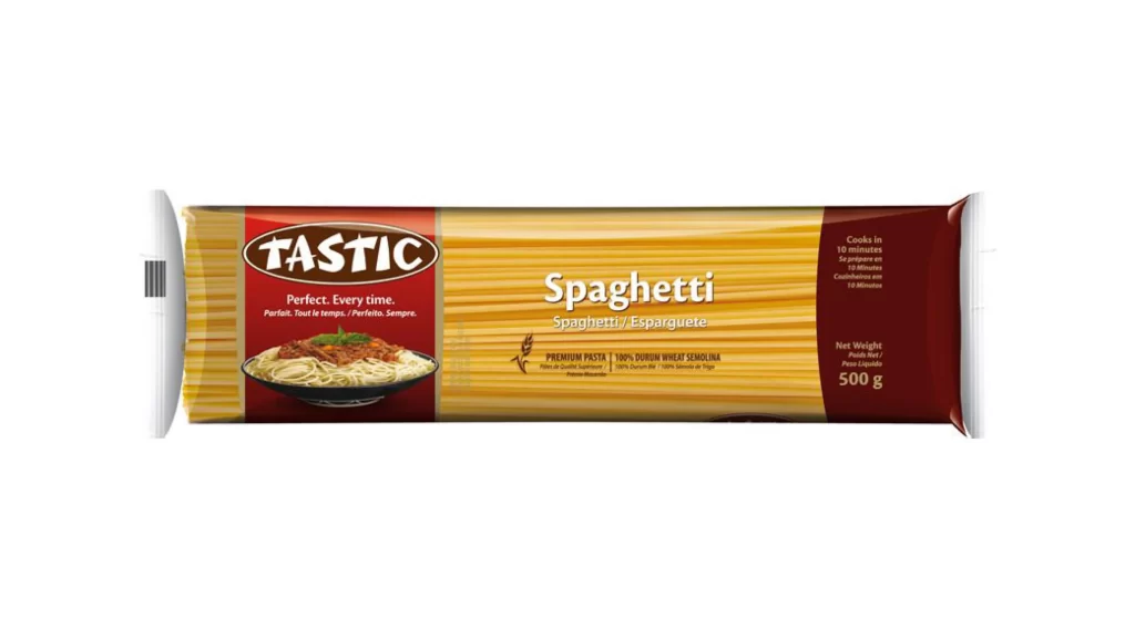 Spaghetti Tastic Red Yellow Packaging
