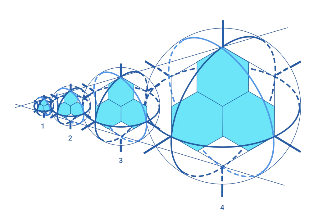 Spheres Geometry Hexagons Blue Lines