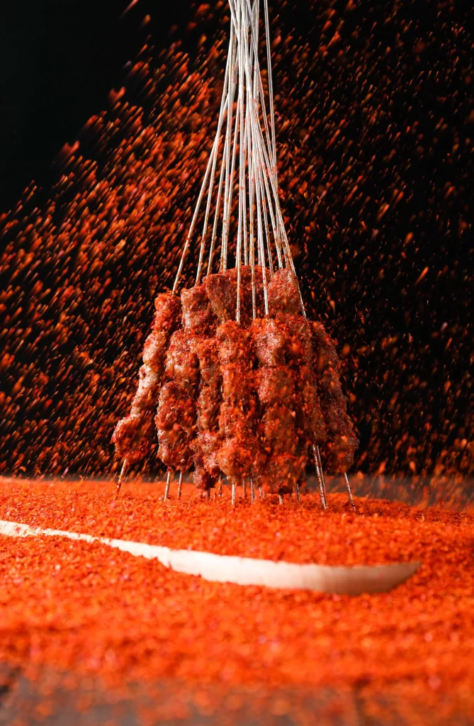 Spicy Beef Skewers Red Pepper Powder Crispy Texture