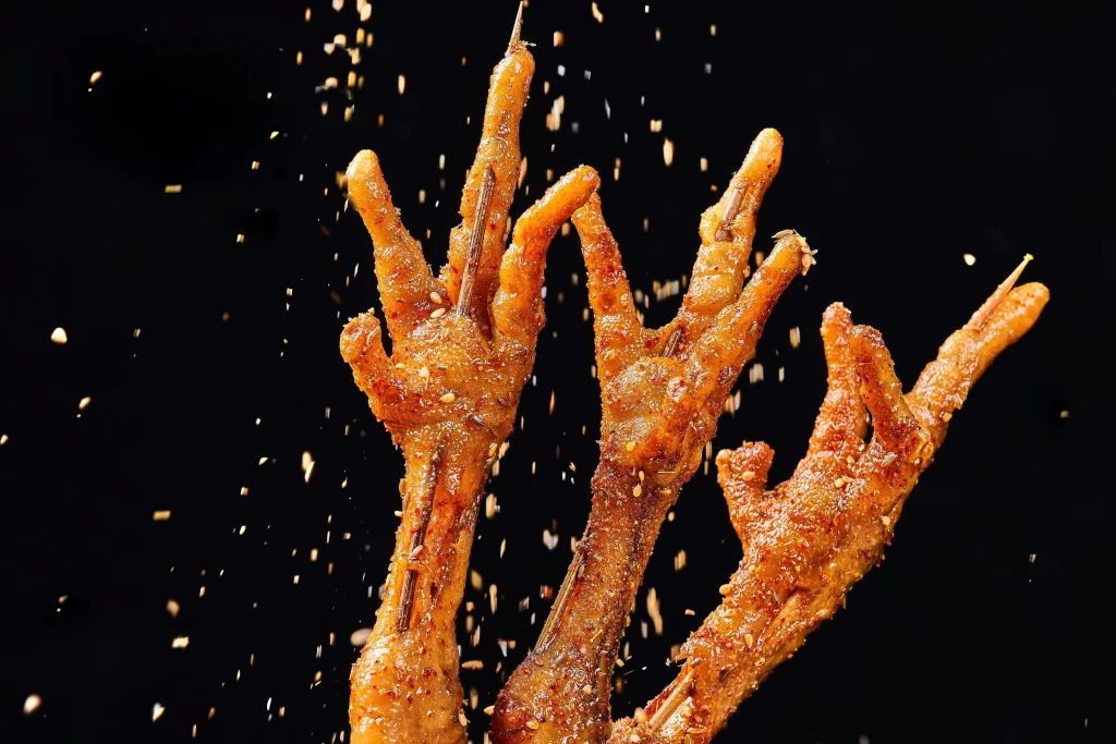 Spicy Chicken Feet BBQ Charred Crispy Golden Brown