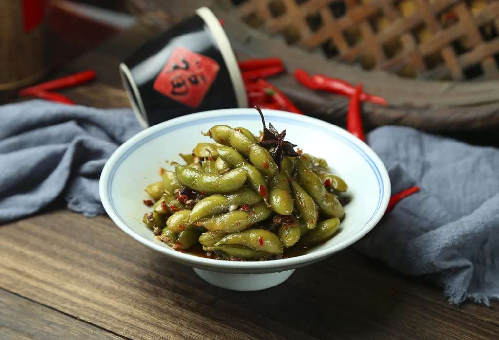 Spicy Edamame Sichuan Style White Bowl