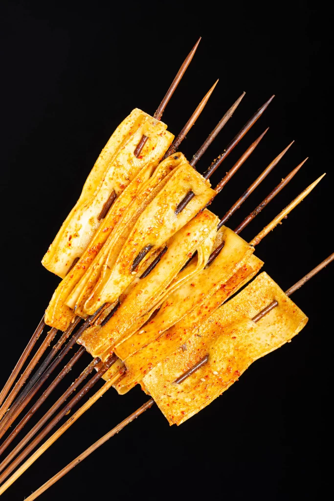 Spicy Grilled Bamboo Skewers Golden Brown Crispy