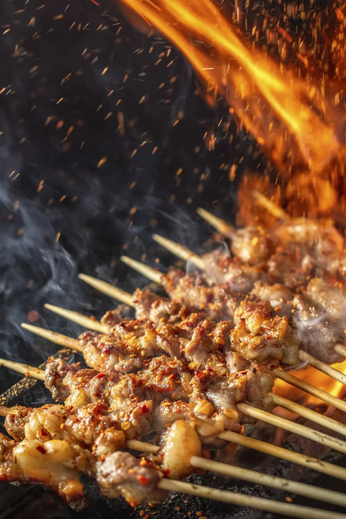 Spicy Grilled Chicken Skewers with Charred Edges