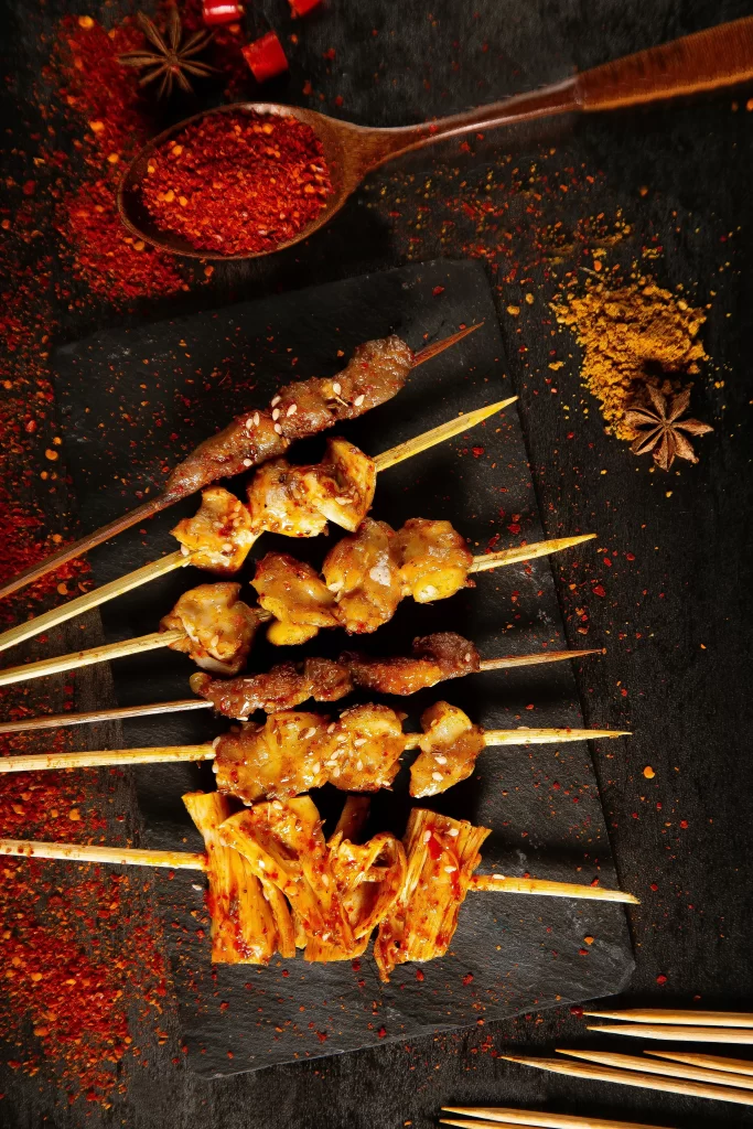 Spicy Grilled Chicken Skewers with Golden Char