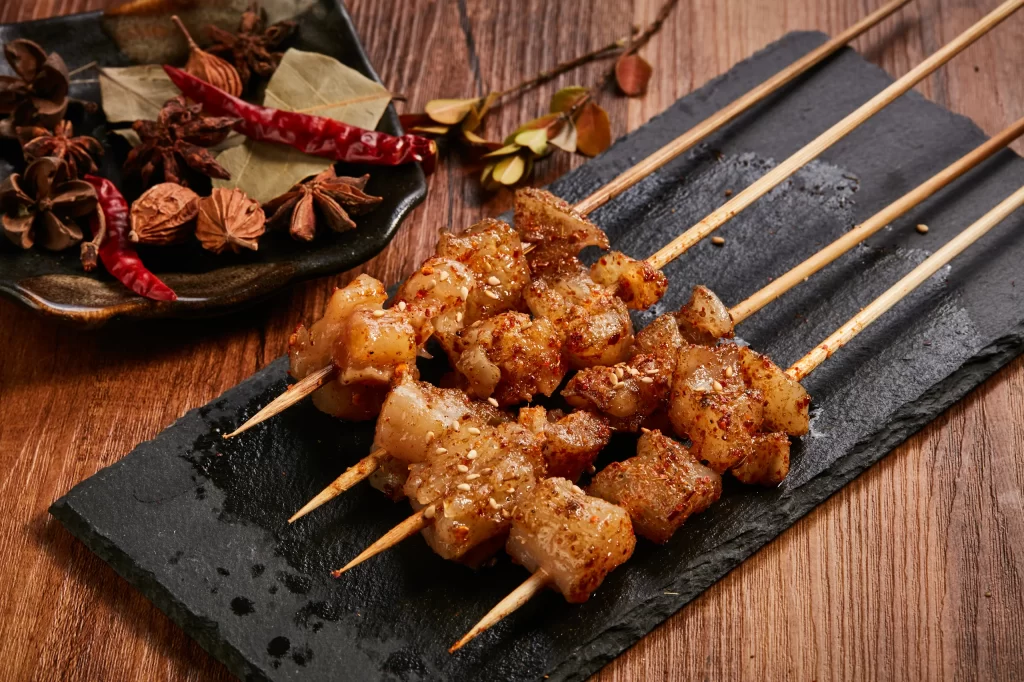 Spicy Grilled Chicken Skewers with Sesame and Chili