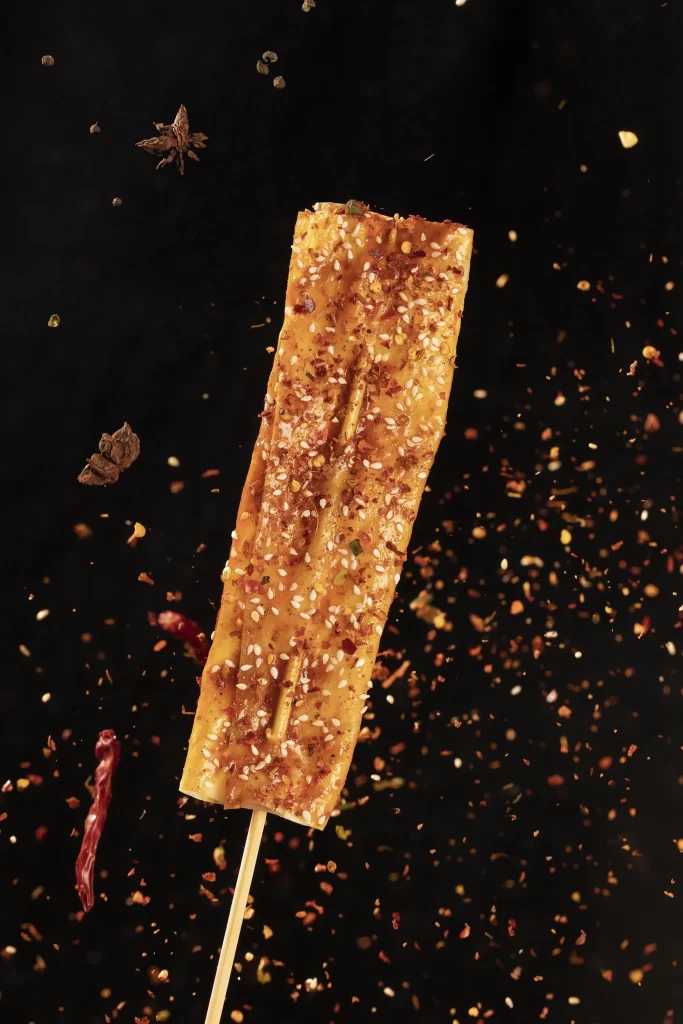 Spicy Grilled Chicken Skewers with Sesame Seeds and Chili Flakes