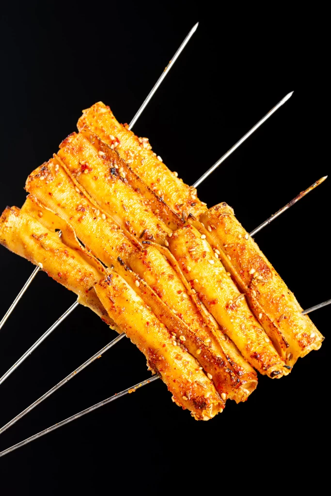 Spicy Grilled Korean Rice Cakes Sesame Seeds Charred