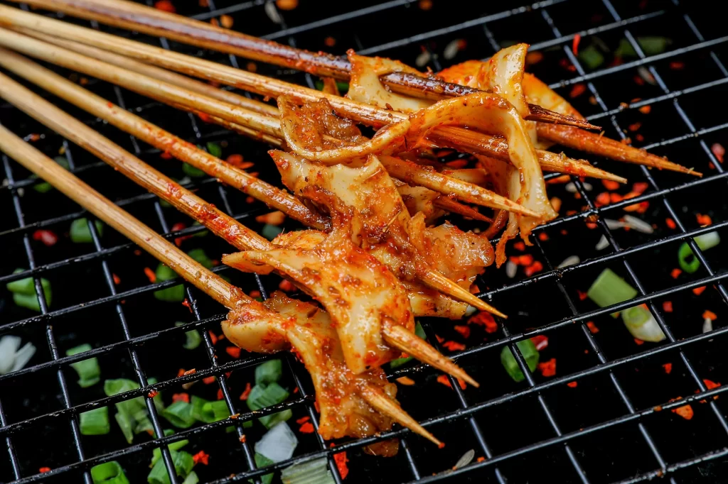 Spicy Grilled Pork Skewers with Charred Edges