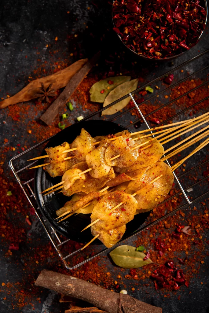 Spicy Grilled Pork Skewers with Red Chili Powder