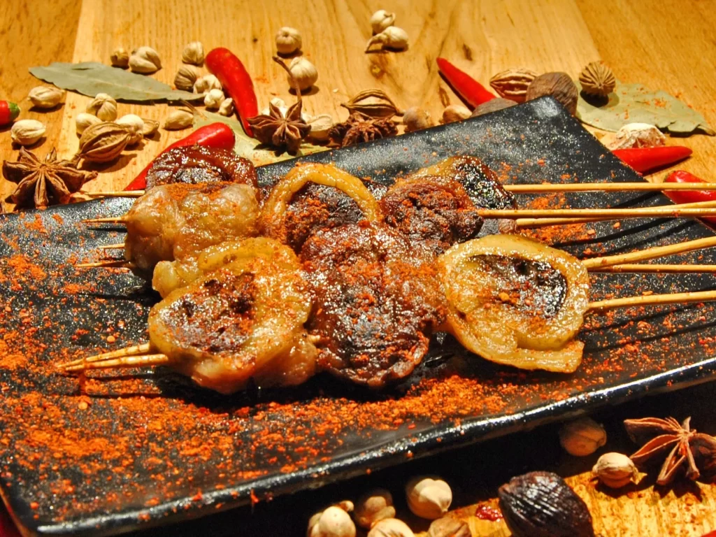 Spicy Grilled Pork Skewers with Red Pepper Flakes