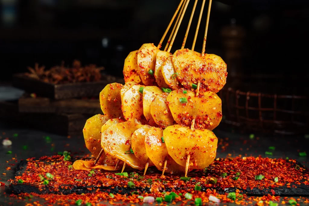 Spicy Grilled Potato Skewers with Red Pepper Flakes