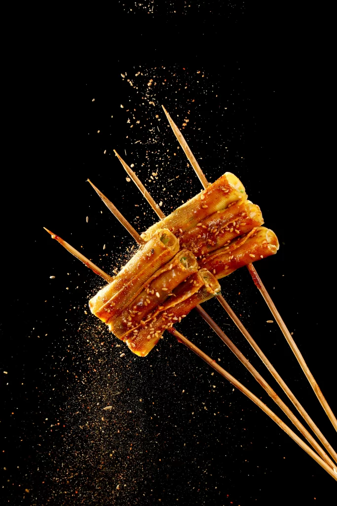 Spicy Grilled Sausage Skewers with Sesame Seeds