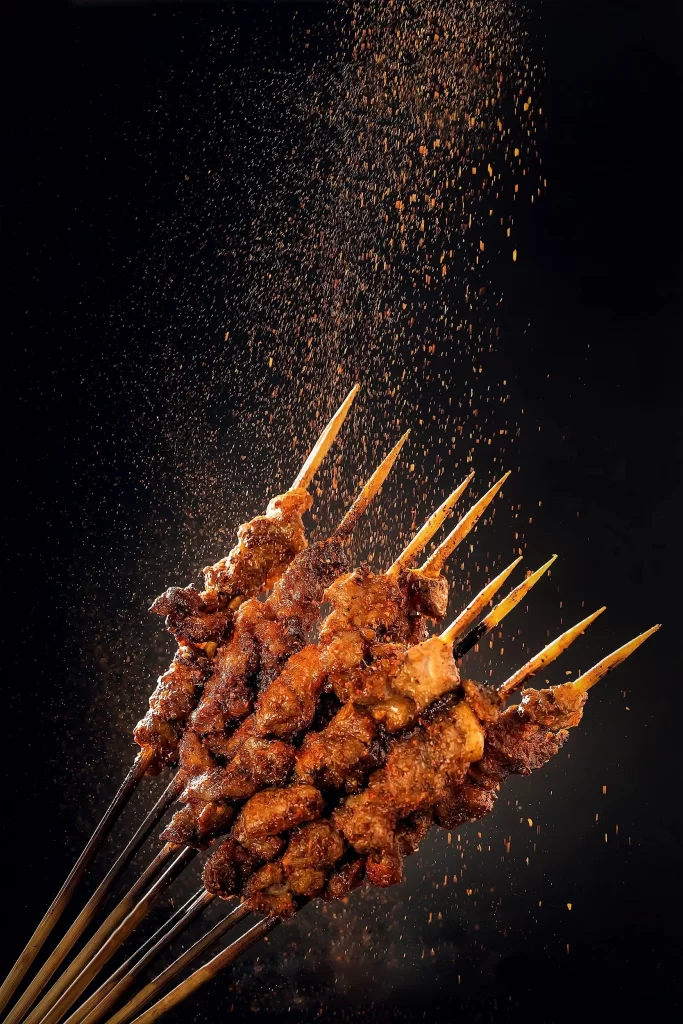 Spicy Lamb Skewers Charred Crust Cumin Dusting