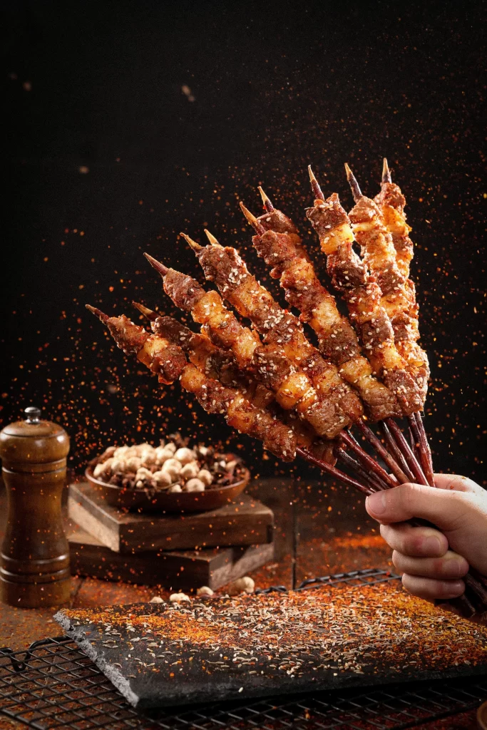 Spicy Lamb Skewers with Golden Crust and Sesame