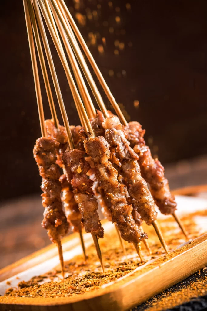 Spicy Pork Skewers Golden Brown Crispy Seasoned