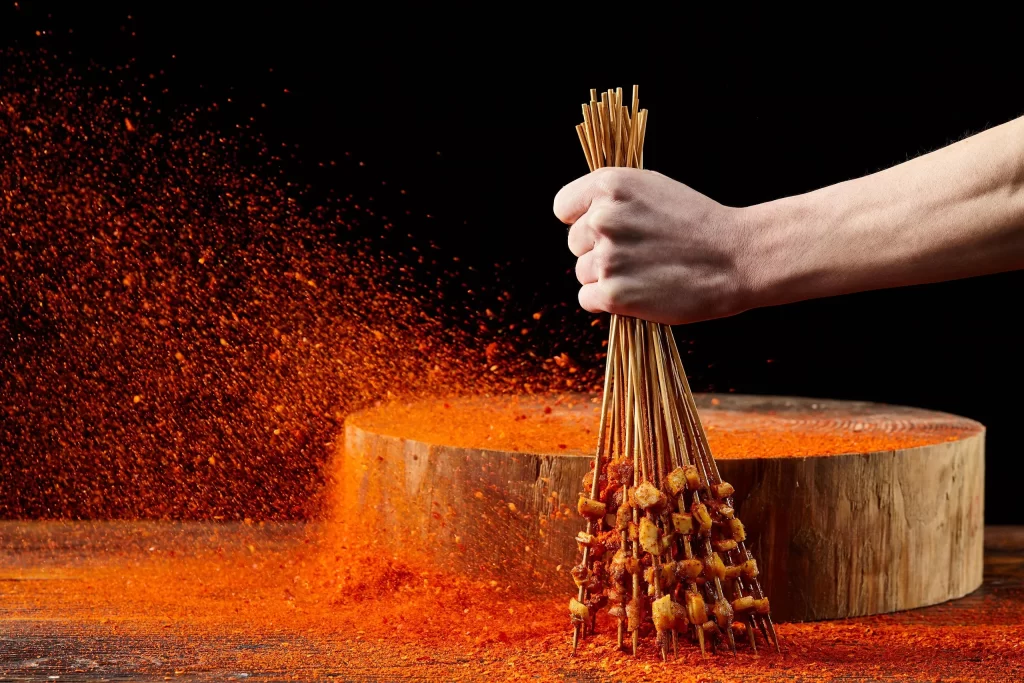 Spicy Pork Skewers Red Powder Charred Crust