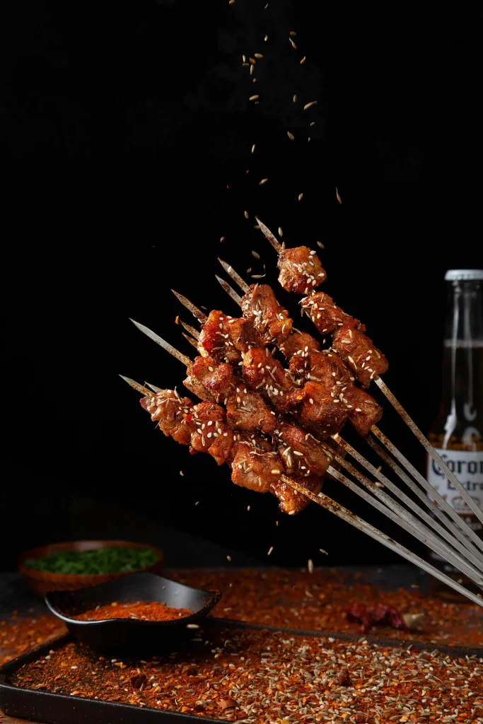 Spicy Pork Skewers with Sesame and Charred Edges