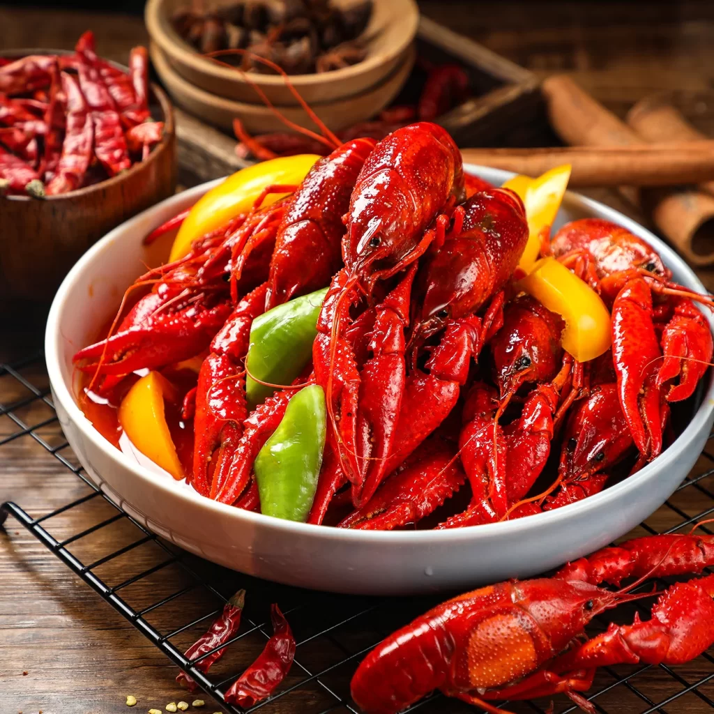 Spicy Red Lobster BBQ Grilled with Green Peppers
