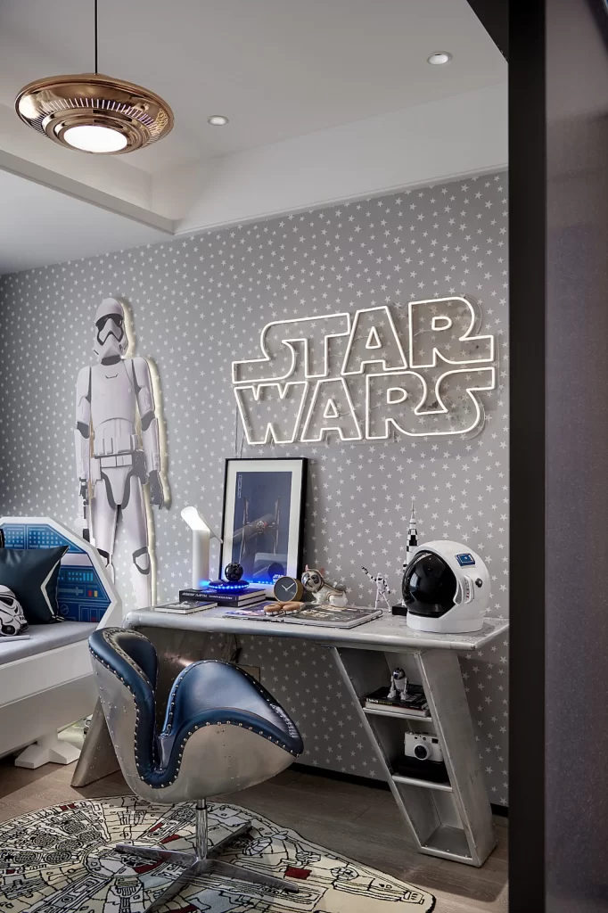 Star Wars Themed Bedroom Space Grey White Blue Futuristic