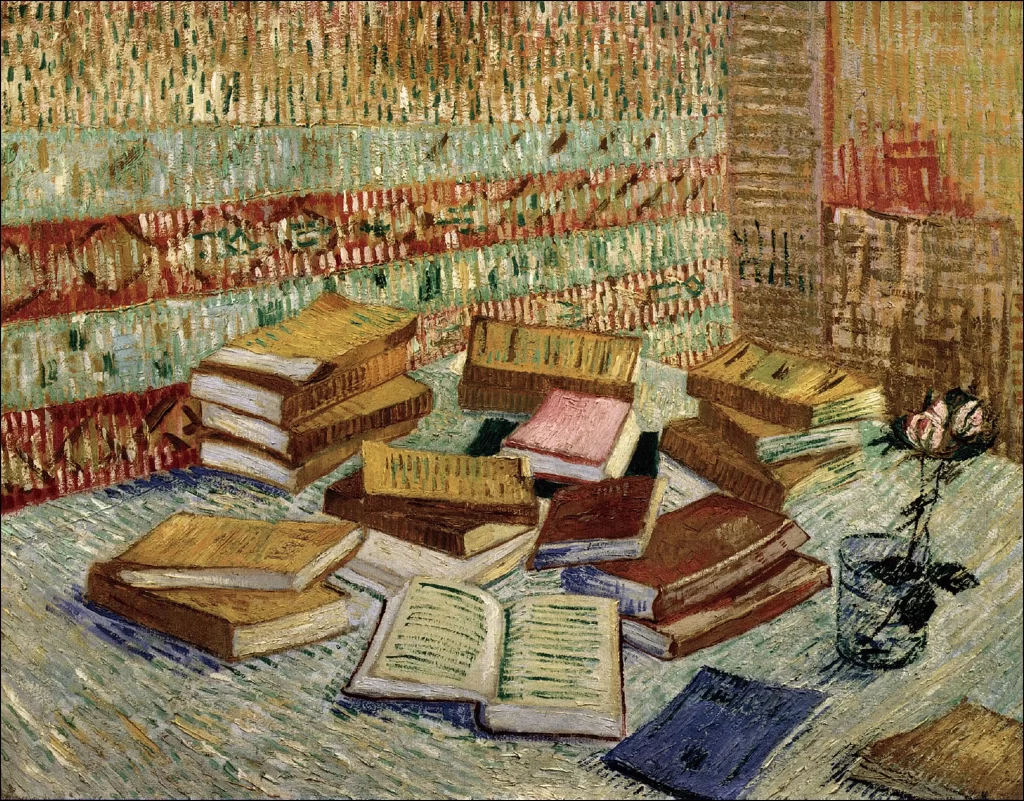 Still Life French Novels and Rose Van Gogh